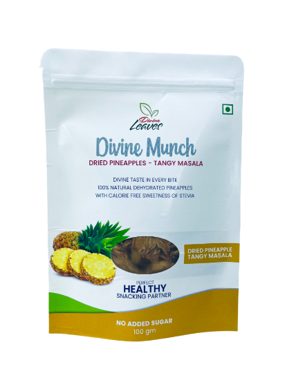 Picture of Divine Munch Pineapple Chips (Tangy Masala) | Pack of 100g