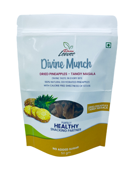 Picture of Divine Munch Pineapple Chips (Tangy Masala) | Pack of 50g