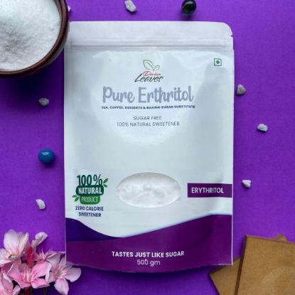 500gm Pack of Divine Leaves Pure Erythritol is 100% natural, zero calorie, Sugar free sweetener. It is best sugar substitute with non-artificial sweetener. It can be used in your favorite beverages without worrying about blood sugar level.  