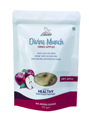 Divine Leaves Divine Munch Apple Chips are 100% pure dried apple available in the pack of 100 & 50gm. These dried apples chips are 100% pure, natural dried apples without any artificial ingredients. This is perfect snacking partner for all age group. It come with lots of health benefits like it is good source of vitamin C which help you in increase your immunity. It has other health benefits like it help in weight loss. It is diabetic friendly fruit suitable for everyone.